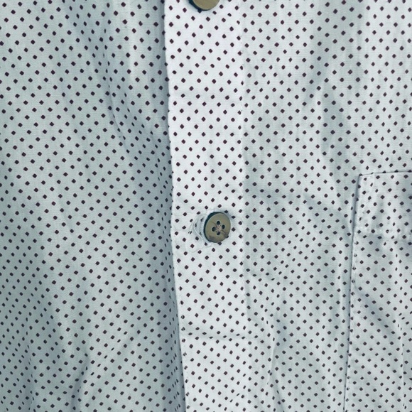 100% Cotton White and Red Casual Button Down Shirt with Classic Dots - Picture 2 of 9